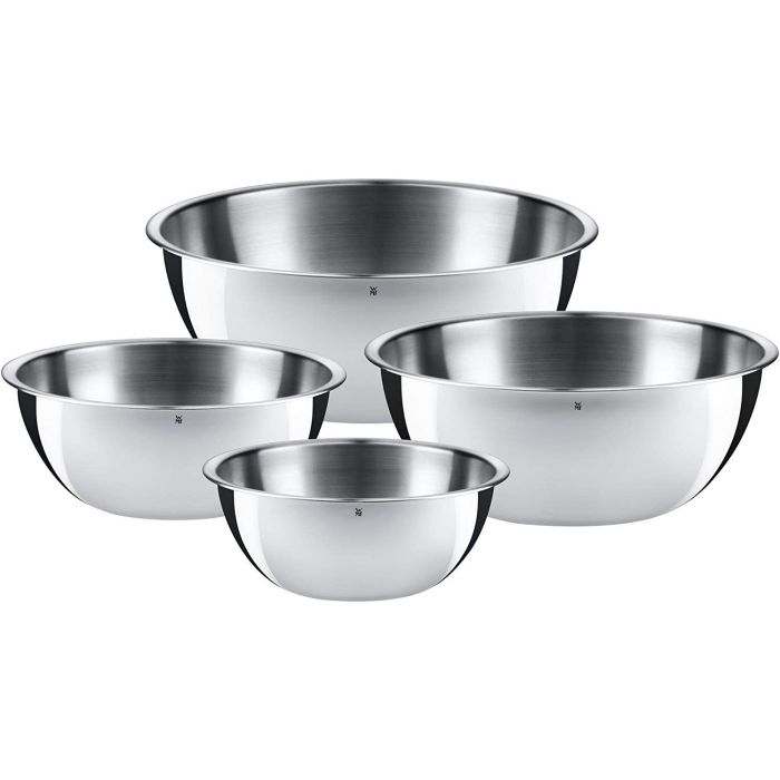 WMF Gourmet Bowl Set for Kitchen 4-Piece Stainless Steel Cromargan Multifunctional Mixing Bowl, Salad Bowl, Serving Bowl, Stackable WMF Gourmet Bowl Set for Kitchen 4-Piece Stainless Steel Cromargan Multifunctional Mixing Bowl, Salad Bowl, Serving Bowl, Stackable