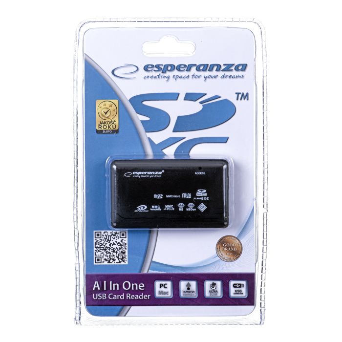 Esperanza EA117 card reader Black USB 2.0 Esperanza EA117 card reader Black USB 2.0