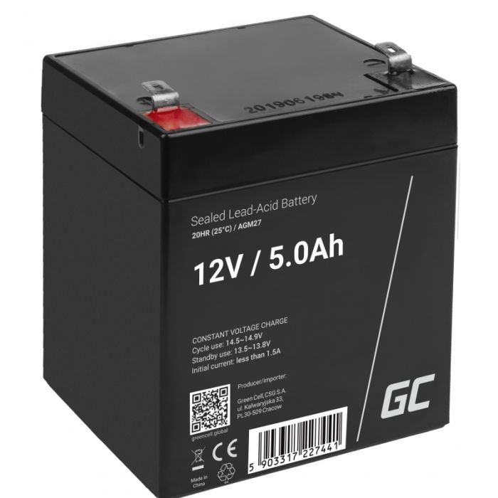 Green Cell AGM 12V 5Ah VRLA Battery Gel deep cycle toys for kids alarm systems for toy vehicles toy car (AGM27) Green Cell AGM 12V 5Ah VRLA Battery Gel deep cycle toys for kids alarm systems for toy vehicles toy car (AGM27)