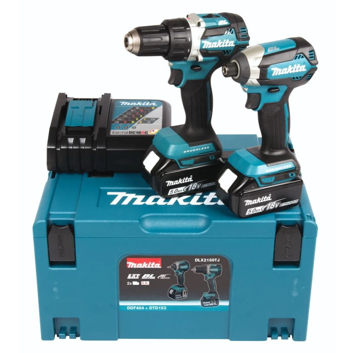 Makita DDF484 + Makita DTD153 + 2x 5.0Ah Battery + DC18RC Battery Charger Makita DDF484 + Makita DTD153 + 2x 5.0Ah Battery + DC18RC Battery Charger