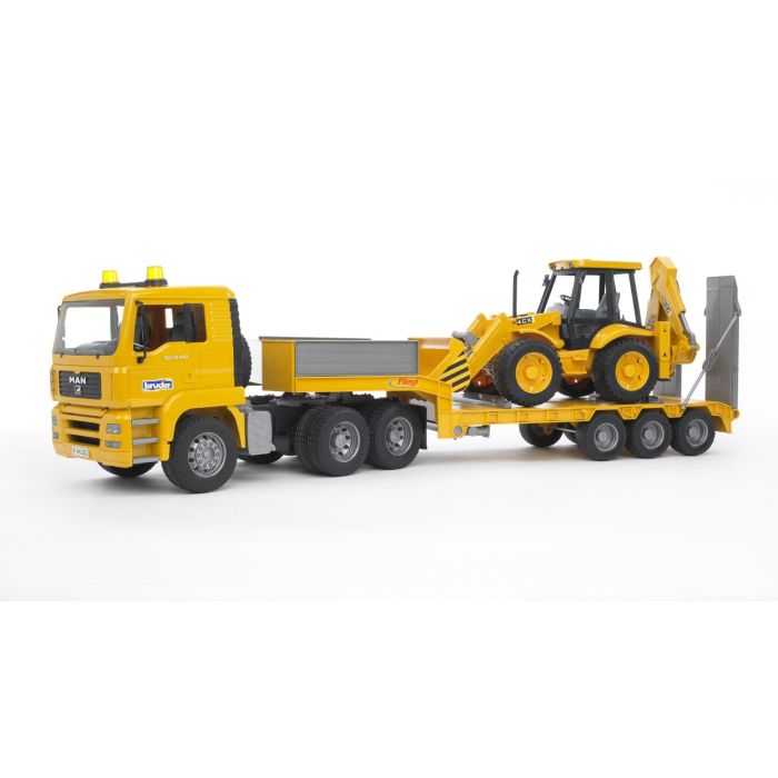 Bruder MAN TGA Low Loader Truck with JCB 4CX Backhoe Loader (02776) Bruder MAN TGA Low Loader Truck with JCB 4CX Backhoe Loader (02776)
