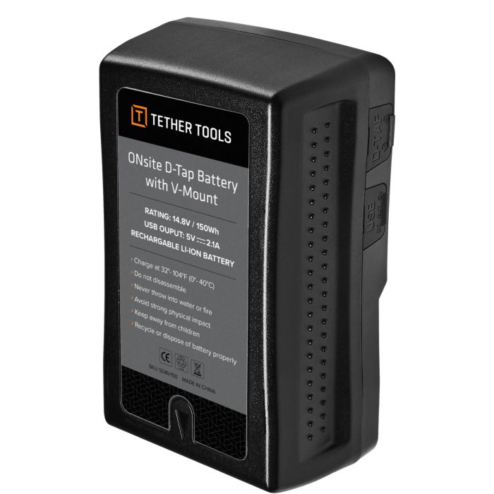 Tether Tools ONsite D-Tap Battery with V-Mount (AU Charging Cable) SDBV150-AU Tether Tools ONsite D-Tap Battery with V-Mount (AU Charging Cable) SDBV150-AU