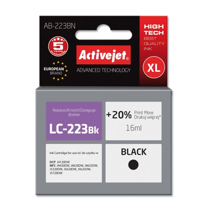 Activejet AB-223BN Brother LC223Bk replacement Supreme 16 ml black