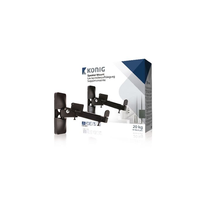 Konig Speaker Mount Full Motion 20 kg Black (KNM-SM20) Set of 2 Konig Speaker Mount Full Motion 20 kg Black (KNM-SM20) Set of 2