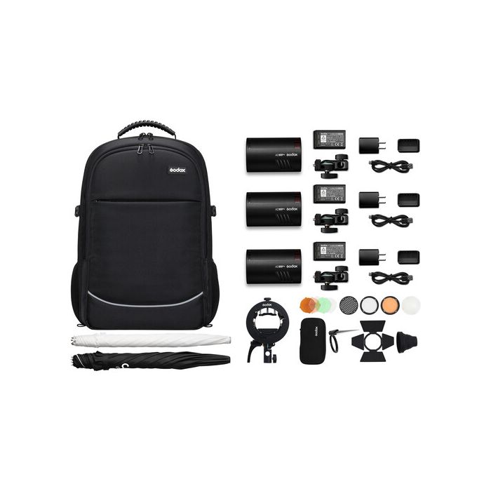 Godox AD100Pro TTL 3 Flashes Backpack Kit
