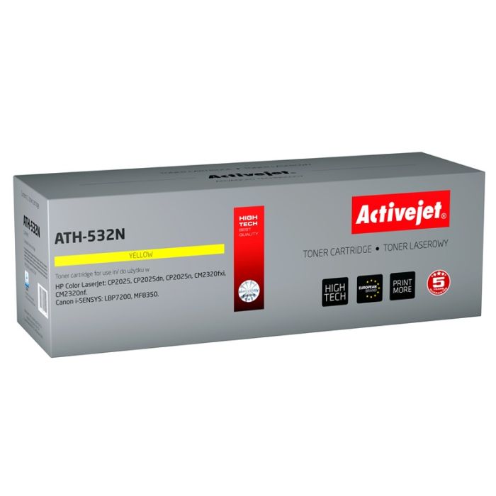 Activejet ATH-532N toner for HP printer HP 304A CC532A, Canon CRG-718Y replacement Supreme 3200 pages yellow Activejet ATH-532N toner for HP printer HP 304A CC532A, Canon CRG-718Y replacement Supreme 3200 pages yellow