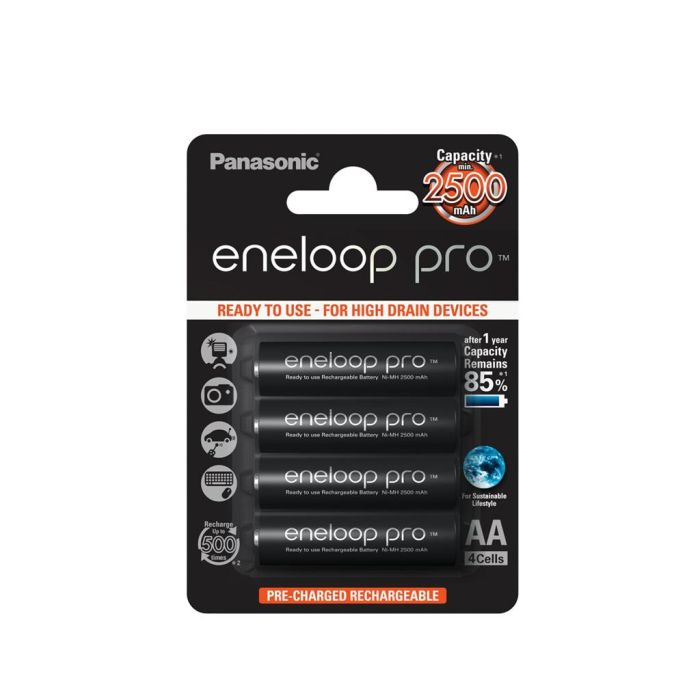 Panasonic Eneloop Pro R6/AA 2500mAh, 4 Pcs, Blister (BK-3HCDE-4BE) Panasonic Eneloop Pro R6/AA 2500mAh, 4 Pcs, Blister (BK-3HCDE-4BE)