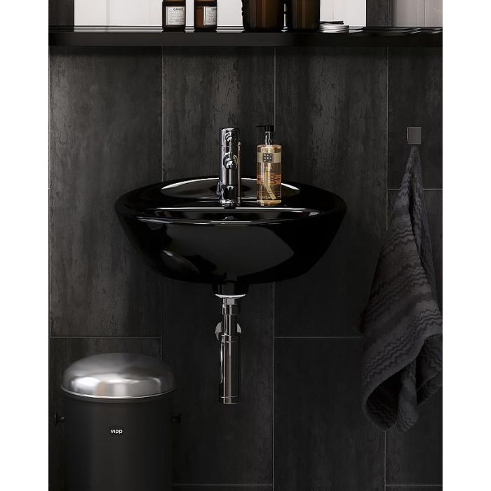 Gustavsberg Small Bathroom Sink Estetic 410350 - For Bolt Mounting 50cm Ceramicplus Black (410350S0) Gustavsberg Small Bathroom Sink Estetic 410350 - For Bolt Mounting 50cm Ceramicplus Black (410350S0)