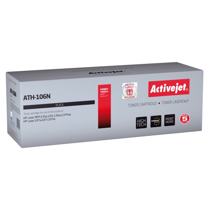 Activejet ATH-106N toner for HP printer HP 106A W1106A replacement Supreme 1000 pages black Activejet ATH-106N toner for HP printer HP 106A W1106A replacement Supreme 1000 pages black