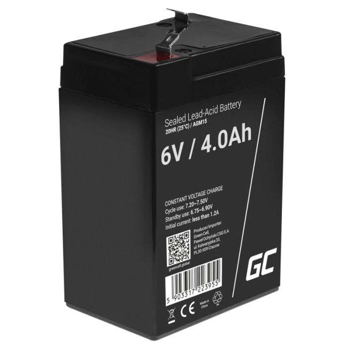 Green Cell AGM 6V 4Ah VRLA Battery Gel deep cycle toys for kids alarm systems for toy vehicles toy car (AGM15) Green Cell AGM 6V 4Ah VRLA Battery Gel deep cycle toys for kids alarm systems for toy vehicles toy car (AGM15)
