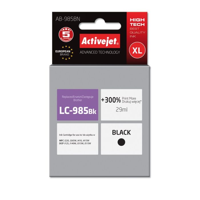 Activejet AB-985BN Brother LC985Bk replacement Supreme 29 ml blac Activejet AB-985BN Brother LC985Bk replacement Supreme 29 ml blac