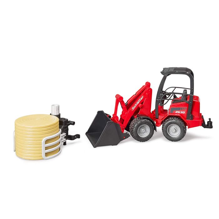 Bruder Schäffer Hoflader 2630 Grip Pliers and Round Bale (02192)
