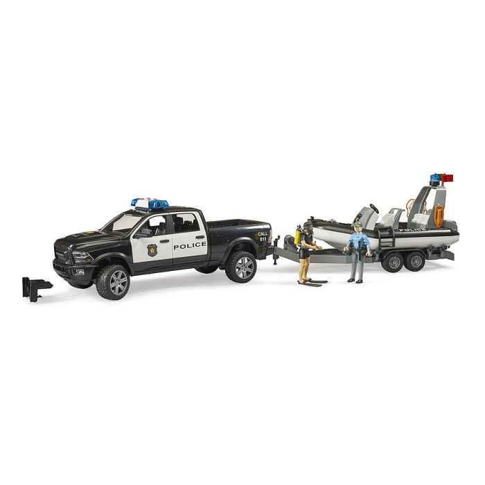 Bruder RAM 2500 Police Pickup with L+S Module, trailer and boat (02507) Bruder RAM 2500 Police Pickup with L+S Module, trailer and boat (02507)