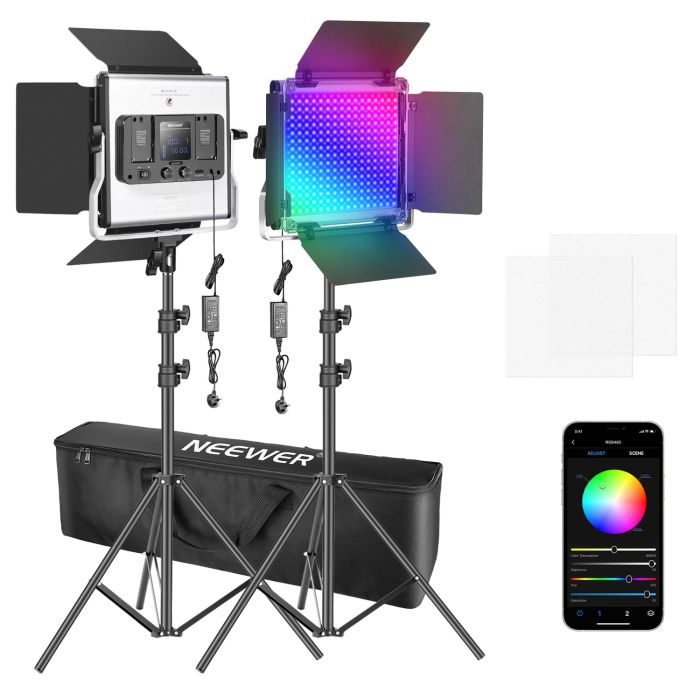 Neewer 2/3 Packs 480 RGB Led Light with APP Control Metal Shell for Photography (10096687)