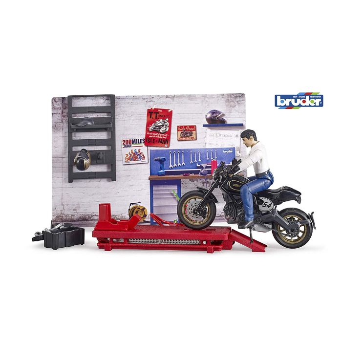 Bruder Bworld Motorcycle Workshop Multi-Coloured (62101) Bruder Bworld Motorcycle Workshop Multi-Coloured (62101)