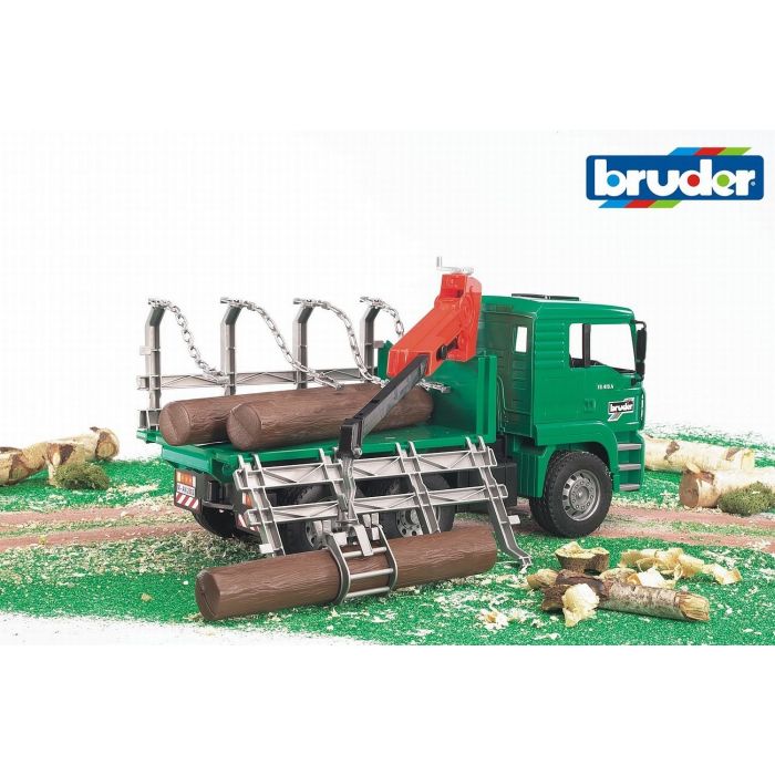 Bruder MAN Timber Truck with Loading Crane and 3 Trunks (02769)