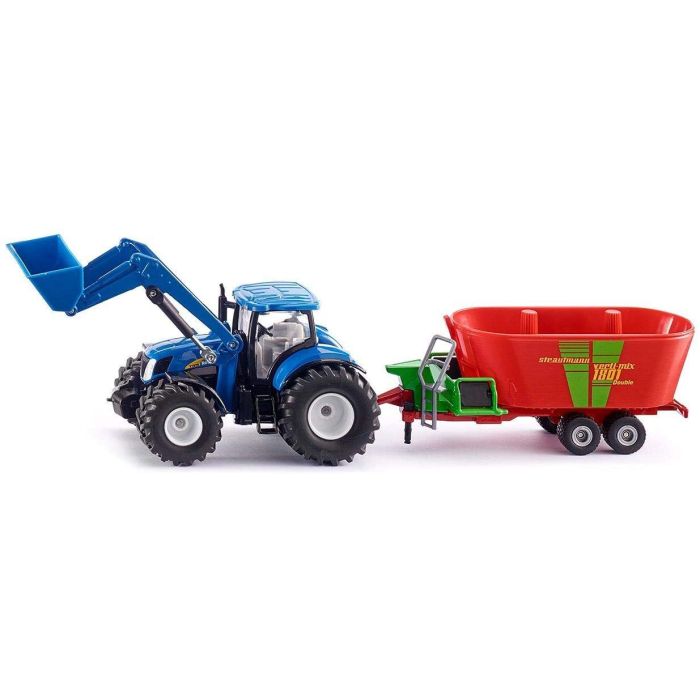 Siku New Holland with front loader and Strautmann fodder mixer (1988) Siku New Holland with front loader and Strautmann fodder mixer (1988)