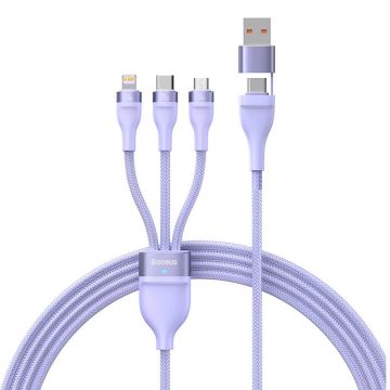 Baseus Flash Series 2 3in1 USB cable USB-C + micro USB + Lightning, 100W, 1.5m Purple (CASS030205)