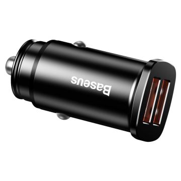Baseus Square Smart Car Charger 2x USB QC3.0 Quick Charge 3.0 SCP AFC 30W Black (CCALL-DS01)