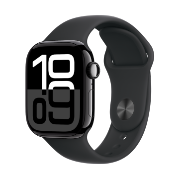 Apple Watch Series 10 GPS + Cellular 42mm Jet Black Aluminium Black Sport Band M/L MWX73