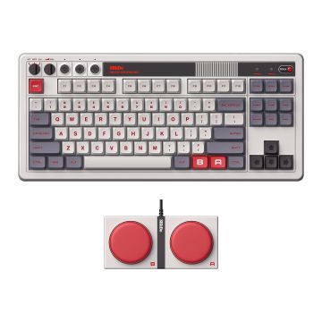 8Bitdo Retro Mechanical Keyboard, Bluetooth/2.4G/USB-C Hot Swappable Gaming Keyboard with 87 Keys - N Edition