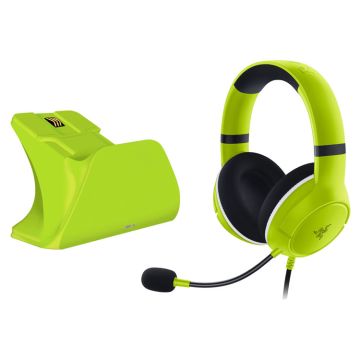 Razer Gaming Headset Kaira X and Charging Stand For Xbox Controller Duo Bundle Green