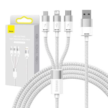 Baseus StarSpeed Series 3in1 USB cable, USB-C + Micro + Lightning 3,5A, 1.2m White (CAXS000002)