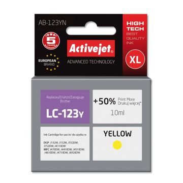 Activejet AB-123YN Brother LC123Y/LC121Y replacement Supreme 10 ml yellow