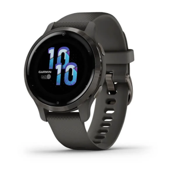 Garmin Venu 2S Zilganpelēks nerūsējošā tērauda ietvars ar grafīta krāsas korpusu un silikona pulksteņa siksniņu (010-02429-10)