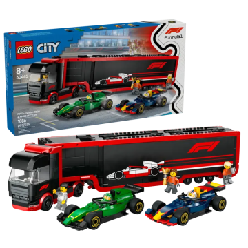 Lego F1 Truck with RB20 and AMR24 F1 Cars (60445)