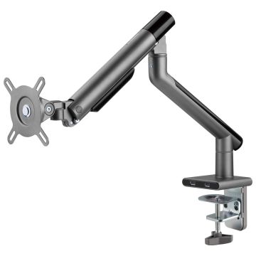 Alterzone Arm One USB Aluminium Monitor Arm, 2 x 3.0 USB Ports, Grey (ALZUSBARM17-32-G)