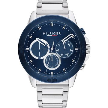 Tommy Hilfiger 1791932 Men s Analogue Quartz Watch with Stainless Steel Strap, Silver-Blue, One Size