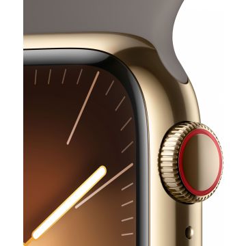 Apple Watch Series 9 GPS + Cellular 41mm Gold Stainless Steel Case with Clay Sport Band (M/ L) MRJ63