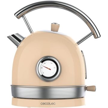 Cecotec ThermoSense 420 Beige Kettle 1.8 Litre Capacity 2200W Temperature Display 360º Base Stainless Steel Vintage Style Beige