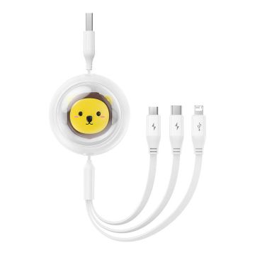 Baseus Charging Cable 3w1 USB to USB-C, USB-M, Lightning 3,5A, 1,1m White (P10362900211-00)
