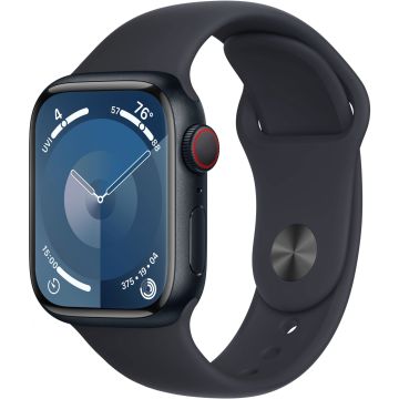 Apple Watch Series 9 GPS + Cellular 41mm Midnight Aluminium Case with Midnight Sport Band (S/ M) MRHR3