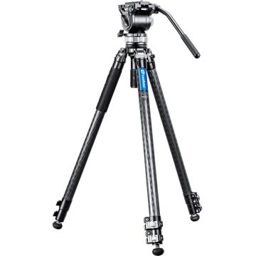 Leofoto LVM-323C+BV-15 3-Section Carbon Fiber Video Tripod with Fluid Head Set