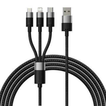 Baseus StarSpeed Series 3in1 USB cable USB-C + Micro + Lightning 3,5A, 1.2m Black (CAXS000001)