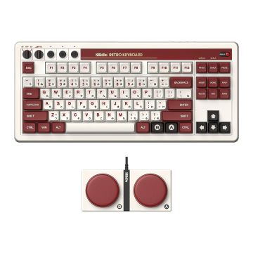 8Bitdo Retro Mechanical Keyboard, Bluetooth/2.4G/USB-C Hot Swappable Gaming Keyboard with 87 Keys - Fami Edition