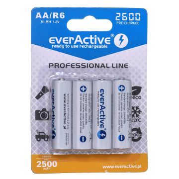 EverActive Ni-MH R6 AA 2600mAh Professional Line Rechargeable Batteries