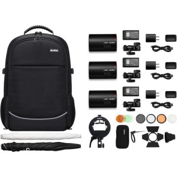 Godox AD100Pro TTL 3 Flashes Backpack Kit