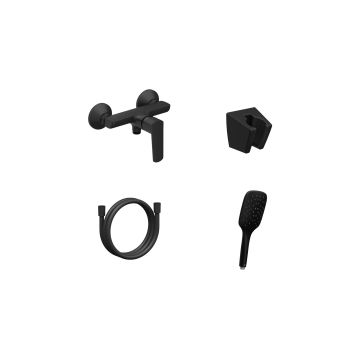 Ravak LF 032.20BLM.+S Wall-mounted Shower Tap With Shower Set Matt Black (X07S112)