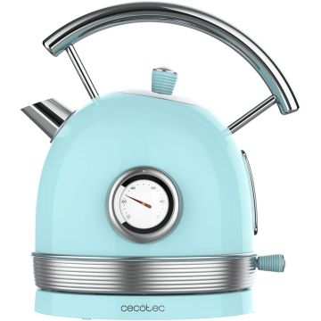 Cecotec ThermoSense 420 Blue Kettle 1.8 Litre Capacity 2200W Temperature Display 360º Base Stainless Steel Vintage Style Blue