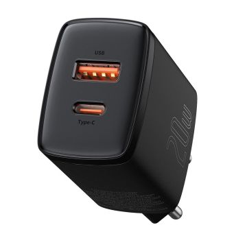 Baseus Compact Fast USB / USB Type C Charger 20W 3A Power Delivery Quick Charge 3.0 black (CCXJ-B01)