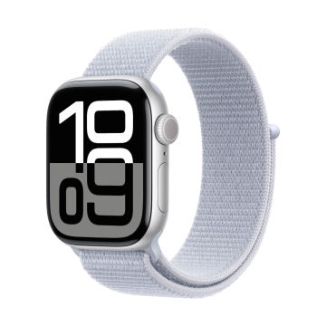 Apple Watch Series 10 GPS 46mm Silver Aluminium Blue Cloud Sport Loop MWWN3