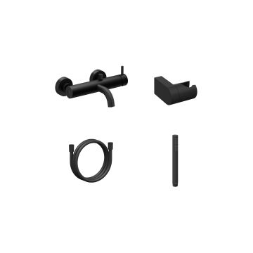 Ravak ES 022.20BLM.+S Wall-mounted Bathtub Tap With Shower Set Black Matt (X07S125)