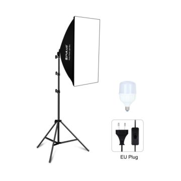 Puluz PU5070EU 50x70cm Studio Softbox + 2m Tripod Mount + Single E27 30W 5700K White Light LED Bulb Photography Kit