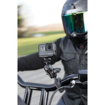 Ram Mounts RAM Torque ¾" - 1" Diameter Handlebar/Rail Base with 1" Ball, Short Arm and Universal Action Camera Adapte (RAM-B-408-75-1-A-GOP1U)