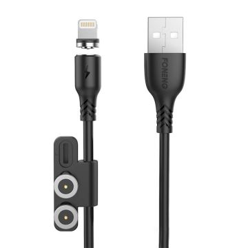 Foneng X62 Magnetic 3in1 USB to USB-C / Lightning / Micro USB Cable, 2.4A, 1m Black