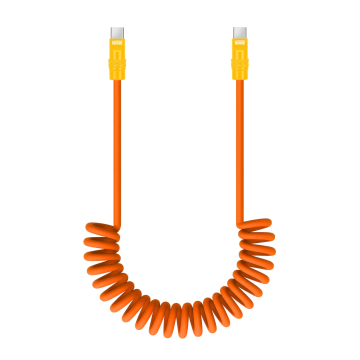 Newell USB-C to USB-C Cable, 100 W, 1.5 m, Silicone, Spiral, Orange-Yellow